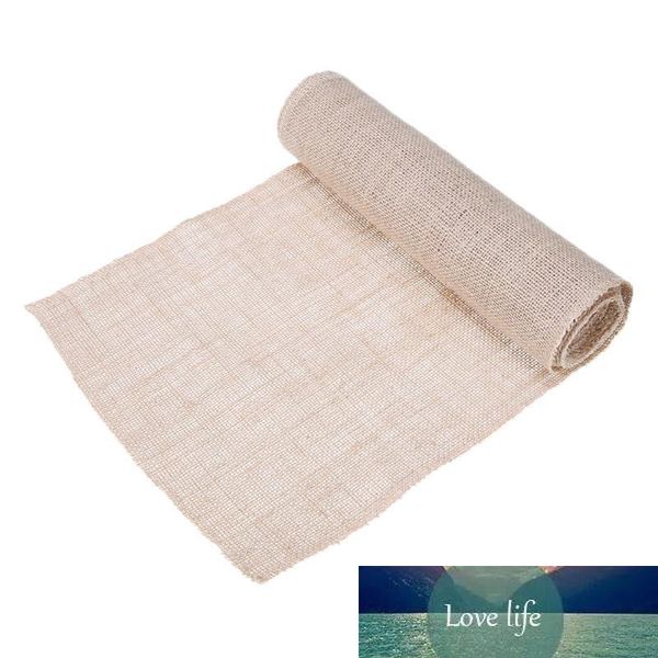 30x275cm Vintage Natural Burlap Jute Linen Table Runner with Lace Trim for Country Wedding Party Decor