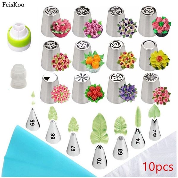 32-piece Christmas pastry nozzle set for cream decoration, including tulip, leaf, and Russian piping tips for cake icing