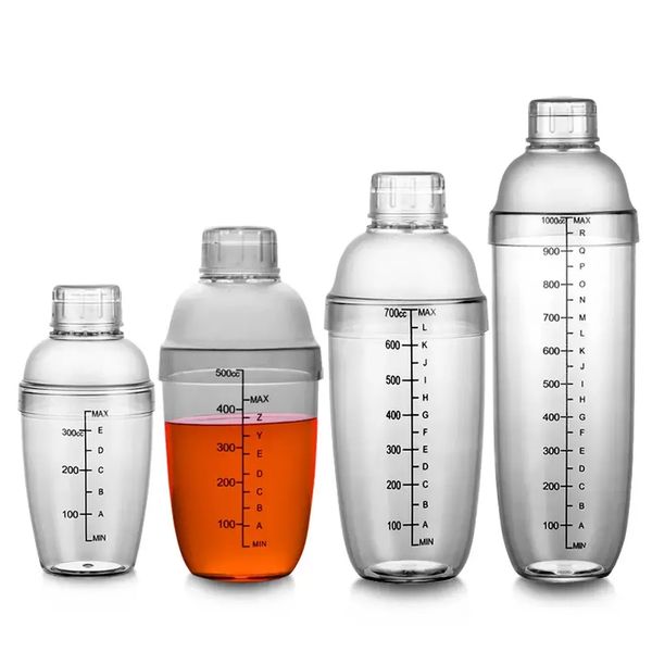 350ml/530ml/700ml/1000ml plastic cocktail shaker for home bar mixing drinks