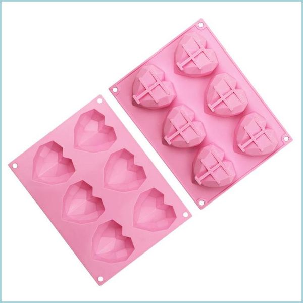 3D DIY diamond heart-shaped silicone baking mold for cakes, chocolates, fondant, soap, candles, pastries, puddings, and jelly drops