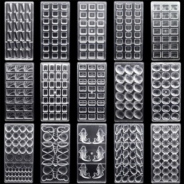 3D polycarbonate chocolate molds for baking, pastry tools, and candy making in bakery form