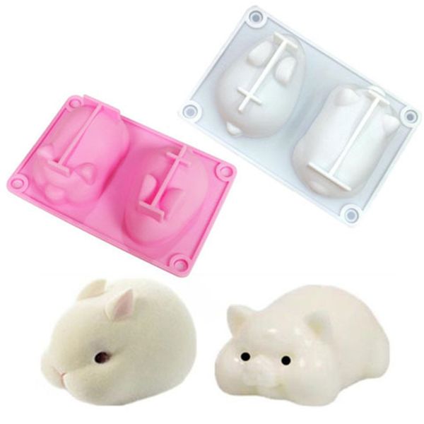 3D silicone rabbit and pig cake molds for baking and fondant decoration at family parties