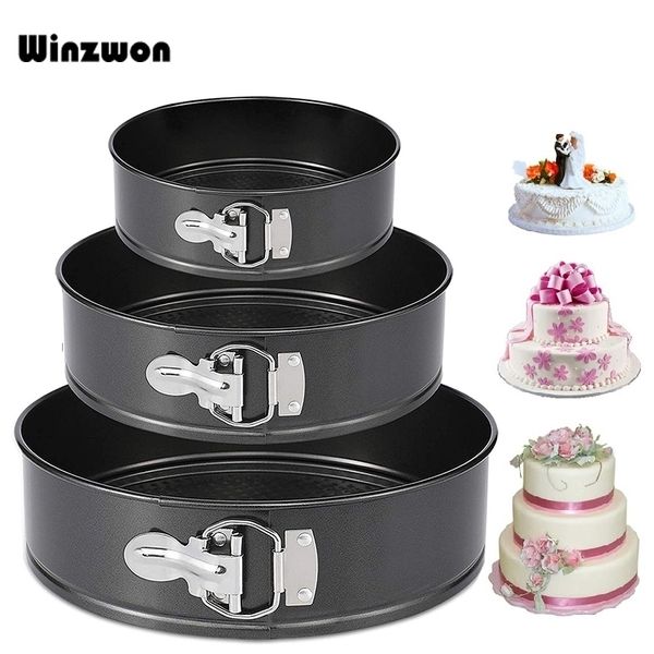 3Pcs set of round springform baking pans with non-stick, leakproof removable bottoms for easy cake making