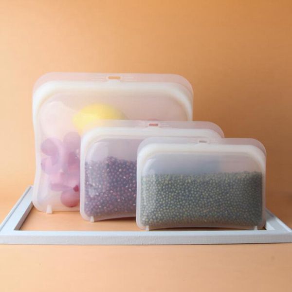 3-piece silicone storage bags for food, ideal for fridge and microwave use