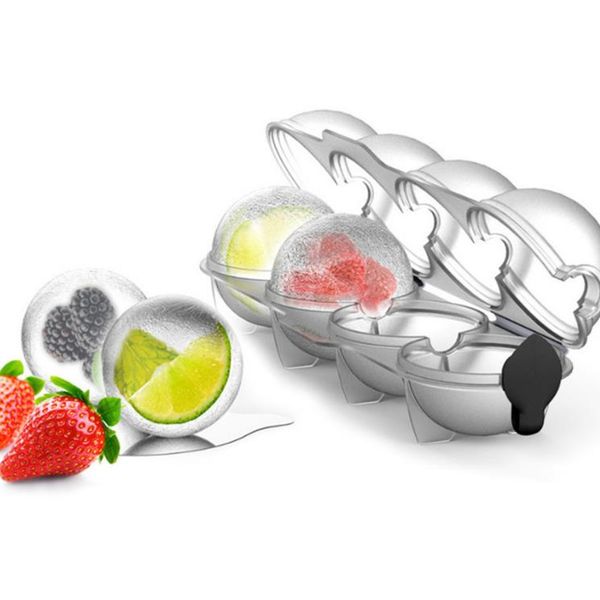 4 Cavity Round Ice Ball Mold for Whiskey, Cocktails, and DIY Home Bar Use