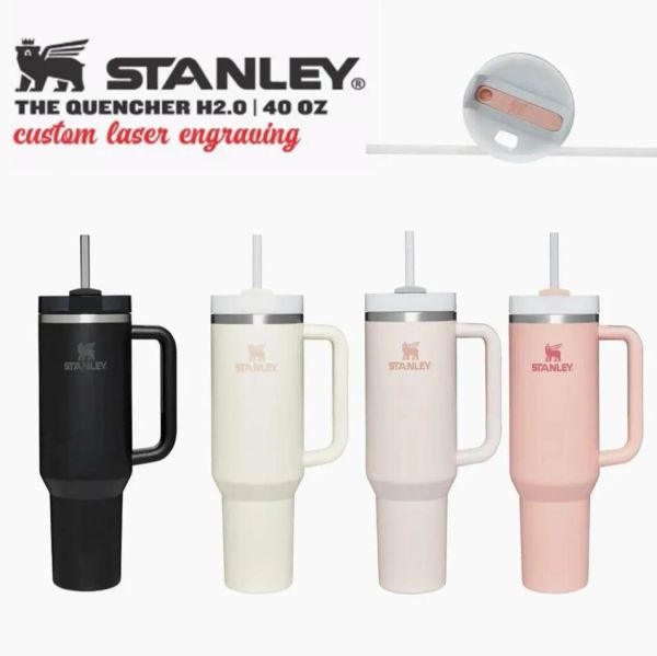 40oz insulated tumblers with handle and matching lid logo in stainless steel