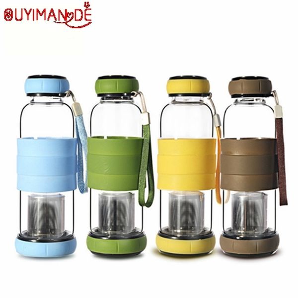 420ml pumpkin-shaped glass water bottle with tea infuser, two-way lid, and heat-resistant design for outdoor use