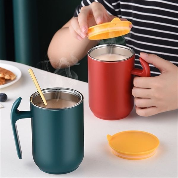 450ml large thermos cup with removable lid, made of 304 stainless steel, ideal for coffee, milk, or tea, and washable for easy cleaning