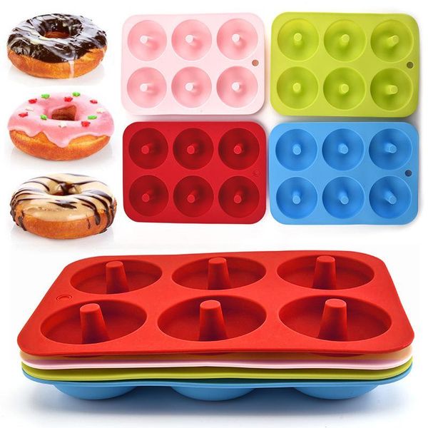 4-color silicone donut baking molds for making 6 non-stick DIY doughnuts and pastries