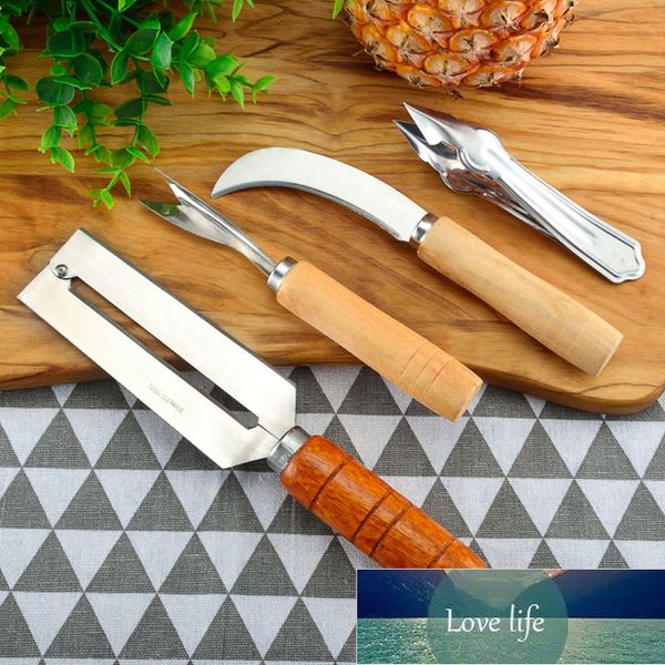 4PCS stainless steel pineapple and sugarcane peeler set with knives and forks for fruit preparation