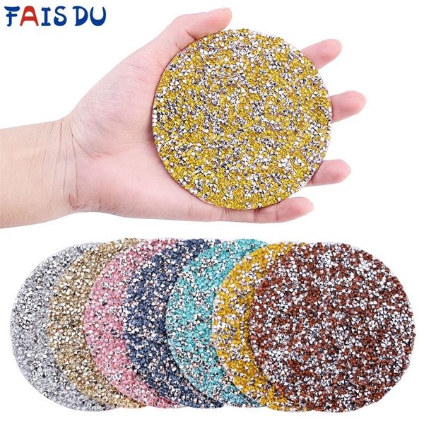 4-piece round rhinestone coasters set with sparkling crystals for stylish home table decor and glass protection