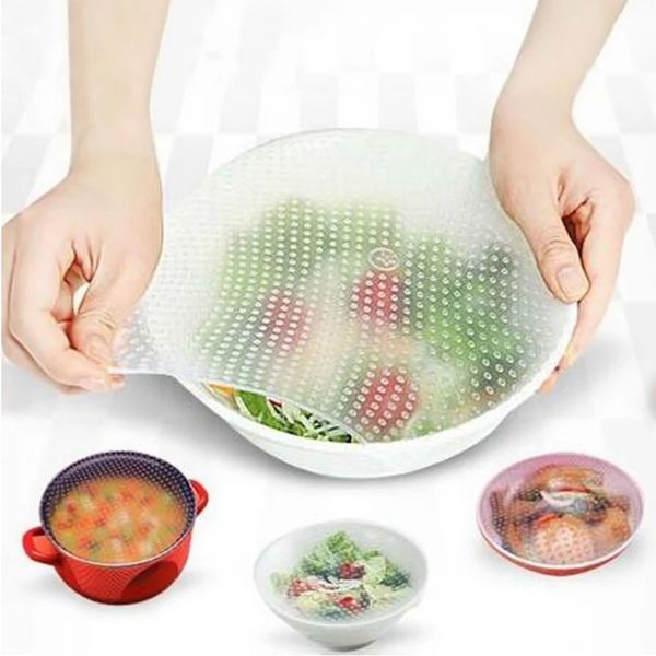 4-piece silicone stretch lids set for eco-friendly food storage and sealing