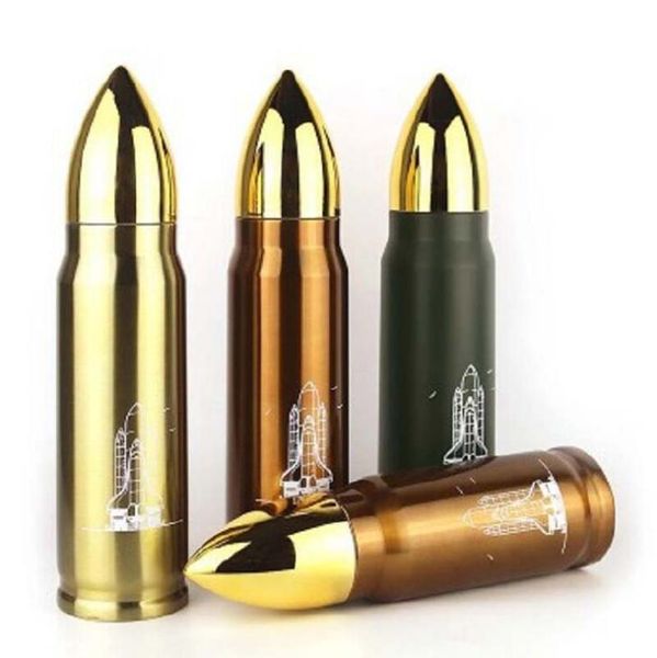 50 stainless steel 500ml bullet-shaped flasks for drinking, featuring double-wall insulation to keep beverages hot or cold during travel