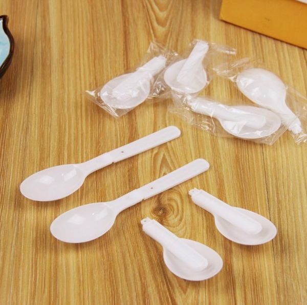 5000pcs disposable white plastic folding scoop spoons for ice cream and pudding, individually packaged as SN5118
