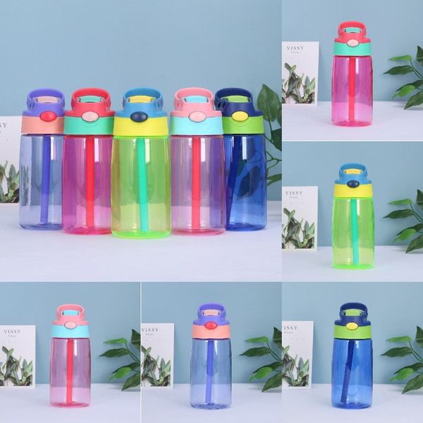 500ml leakproof kids' water bottles with duck-billed straw, made of colorful PP plastic for students and sports