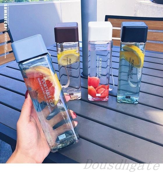 500ml transparent sporty Korean-style water cup with rope, heat-resistant for tea, milk, or fruit drinks