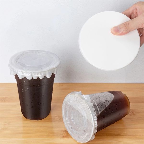 500-piece lot of round, leak-proof paper films for cold drinks and coffee, suitable for milk tea cups (70-95/98-110mm) - MJ0357 kitchen supplies