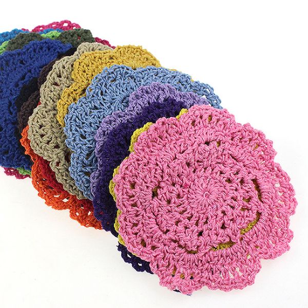 50pcs/Pack Handmade Cotton Crochet Lace Doilies, Floral Coasters, Round Table Mats, and Cup Pads, Model Y200328