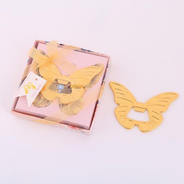 50-piece gold butterfly wine opener set in elegant gift boxes, perfect for weddings and parties with free shipping included