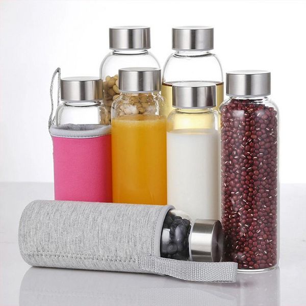 550ml glass water bottle with protective sleeve for outdoor cycling and high-quality hydration