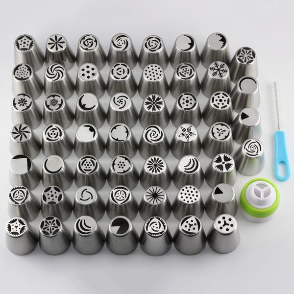 55-piece stainless steel Russian tulip piping nozzles for cake decorating and baking