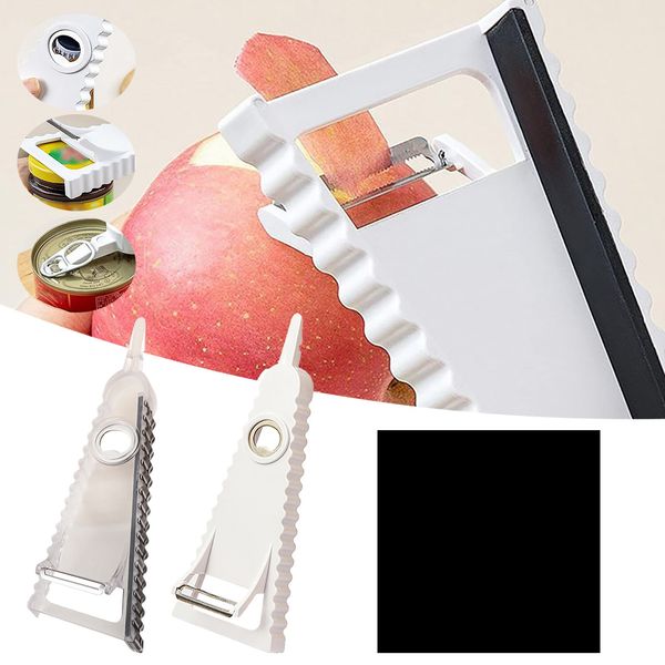 5-in-1 versatile fruit peeler knife with built-in can opener, bottle opener, grater, and kitchen tool for easy home use