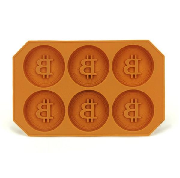 6 Chocolate Silicone Bitcoin Molds for Ice Cubes, Fondant, Candy, Cake Decor, and Baking