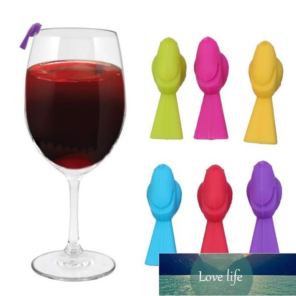 6 colorful silicone markers to distinguish wine glasses