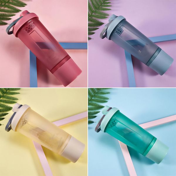 600ml BPA-free leak-proof sports water bottle with mixing ball for women's gym and fitness workouts