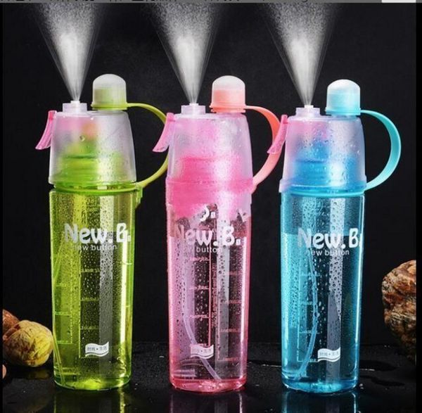 600ml sports spray water bottle for outdoor activities, leak-proof drinking cup with mist function, portable camping plastic container FY4135 SS1101