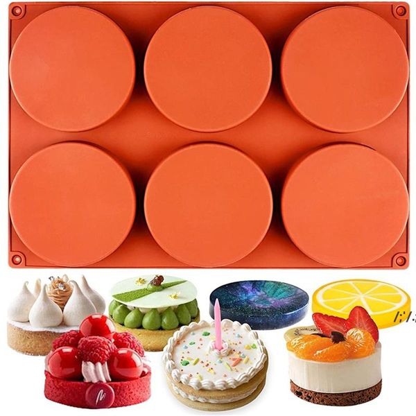 6-cavity large silicone cake molds for baking, soap making, and resin coasters with non-stick surface