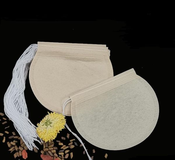 6cm 7.5cm 8cm 100-piece tea filter bags with drawstring, unbleached natural paper round infusers for loose leaf sachets SN4884