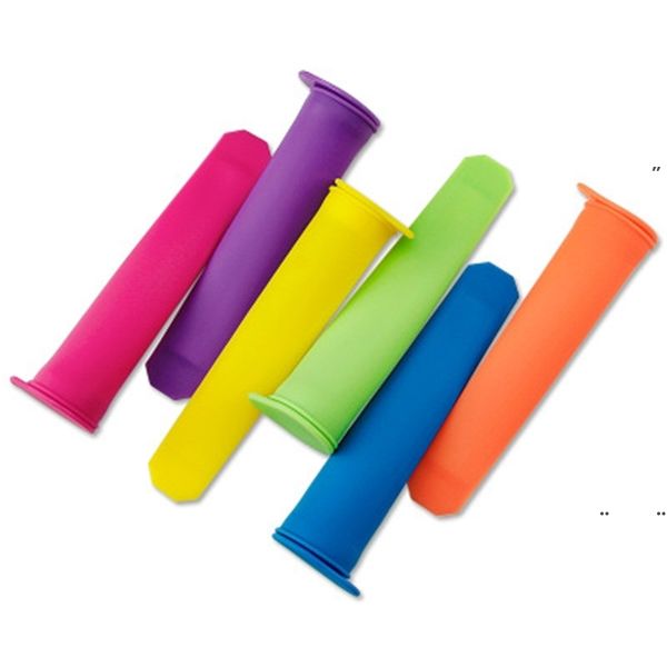 6-color DIY silicone popsicle mold with cover, eco-friendly ice cream sleeve tool EWB7930