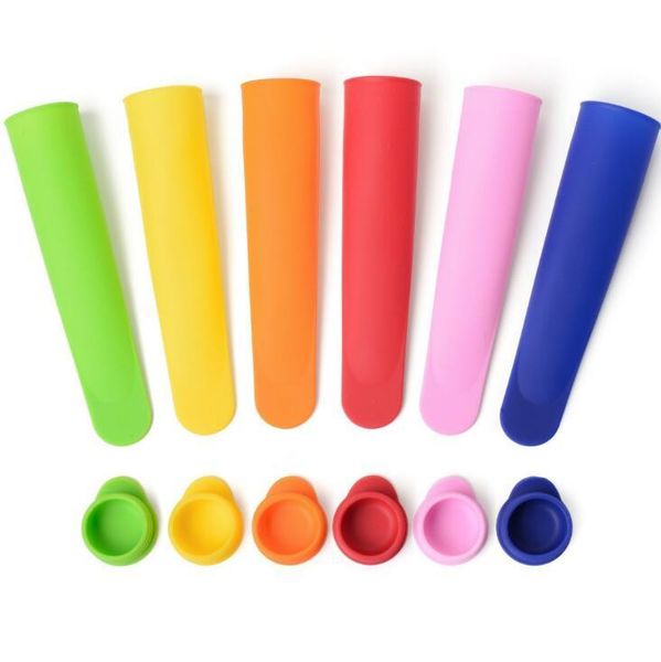 6-color silicone ice pop mold with lid for DIY ice cream, jelly, and push-up popsicles