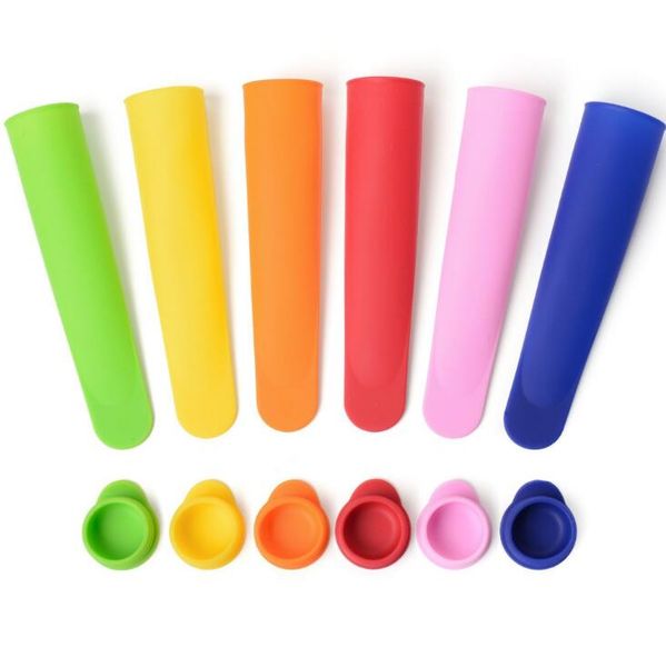 6-color silicone popsicle mold with lid for DIY ice cream, jelly treats, and push-up desserts