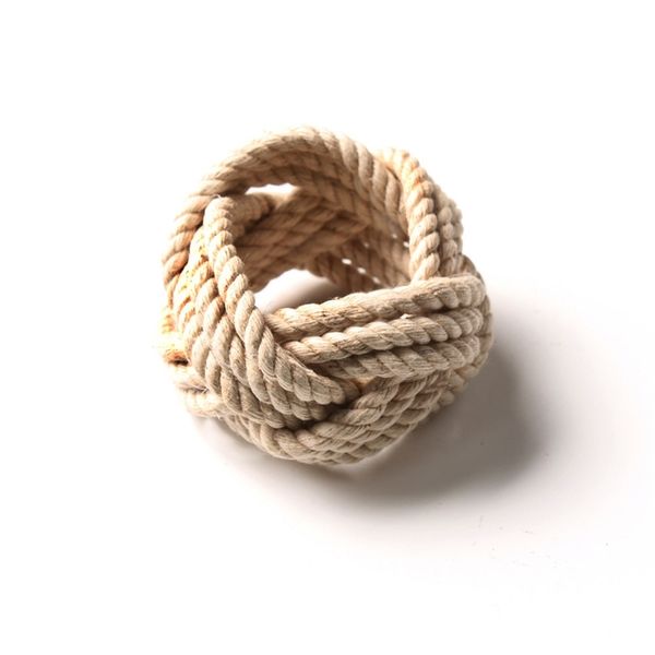 6-piece natural jute napkin ring set with rope-woven design for linen napkins