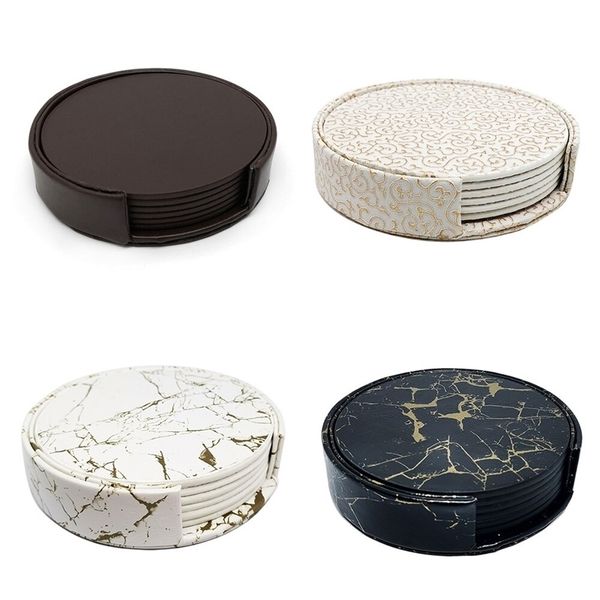 6-piece non-slip silicone coasters set for heat-resistant table protection with black drink mats for kitchen and coffee use