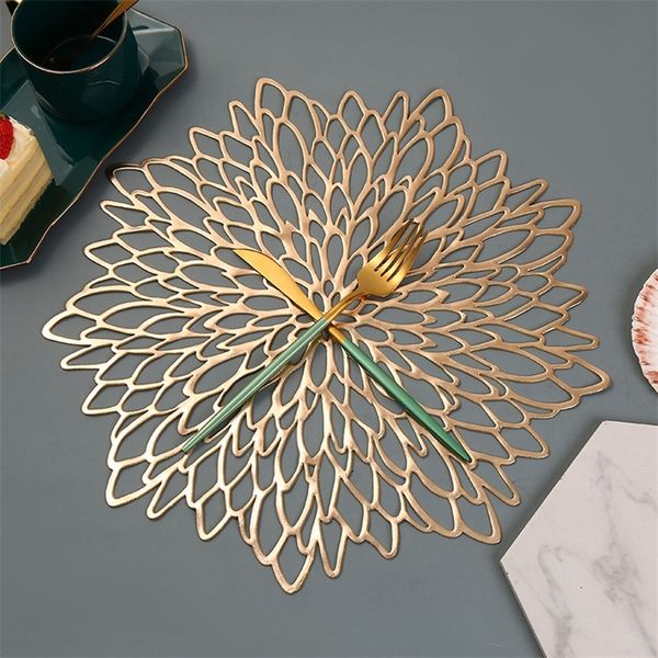 6-piece octagonal placemats for dining table decor, featuring gold accents for bowls, cups, dishes and flowerpots with non-slip base, ideal for bedside or restaurant use
