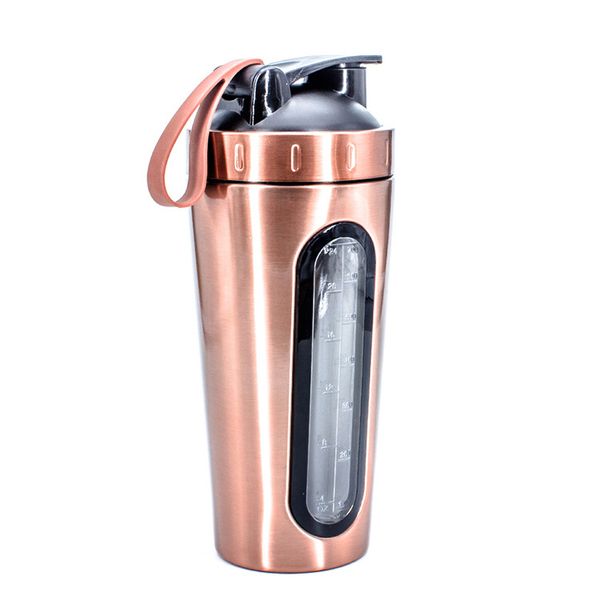 700ml insulated stainless steel shaker cup with viewing window for gym protein shakes and sports drinks