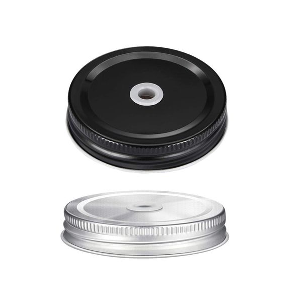 70mm stainless steel mason jar lids featuring straw holes, perfect for drinking jars and bottle caps at birthday parties and weddings