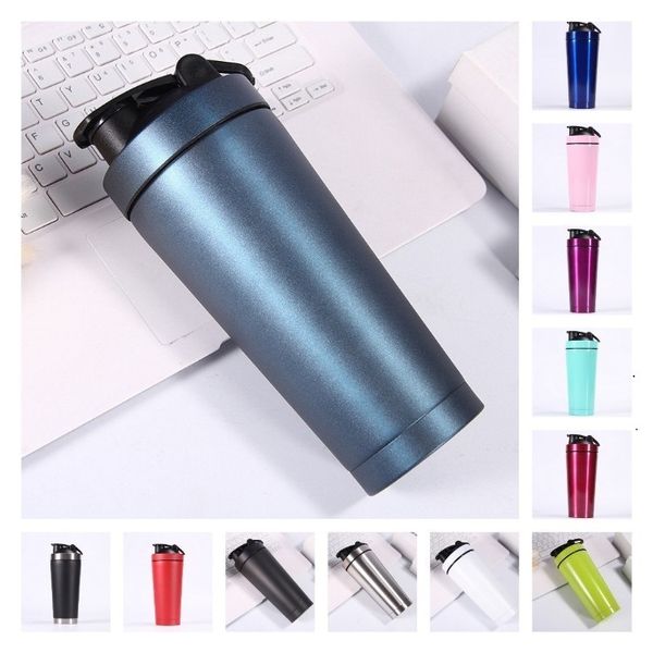 750ml stainless steel sports water bottle for gym workouts, protein shakes, and milkshakes with mixing capability