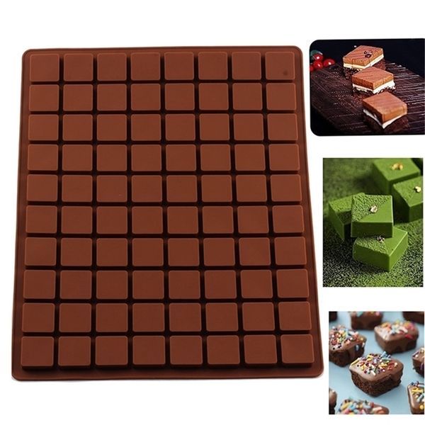 80-cavity square silicone mold for making candies, chocolates, gummies, ice cubes, jellies, truffles, pralines, and ganache, perfect for cake decoration
