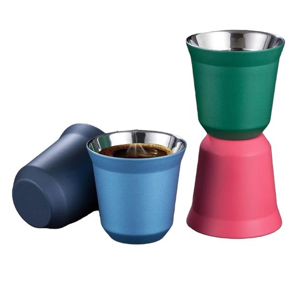 80ml double-walled stainless steel espresso cup, insulated for Nespresso Pixie, with a cute capsule-shaped thermo design