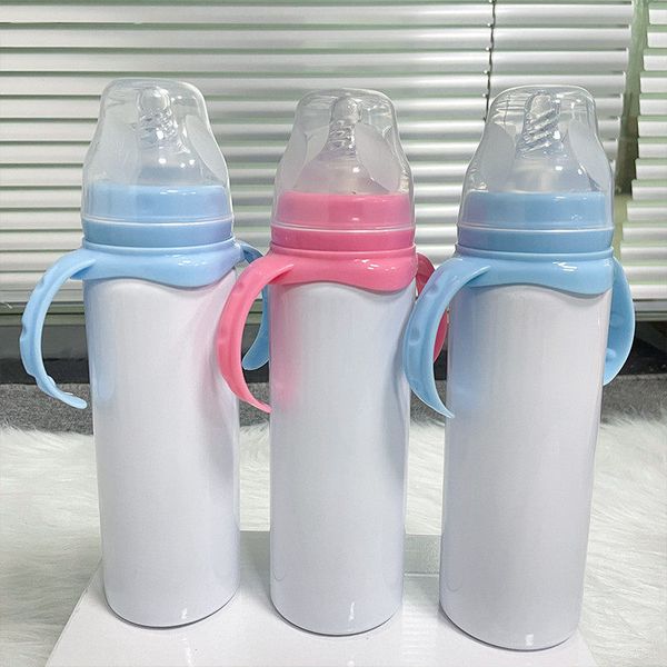 8oz sublimation baby pacifier bottles with double-walled stainless steel vacuum insulation for simple portability