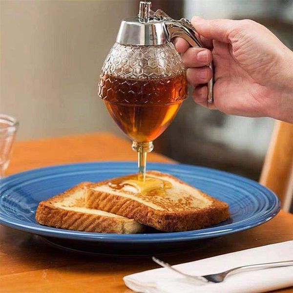 8oz/200ml acrylic syrup cup, portable squeeze bottle for juice, honey, or bee drip, with trigger dispenser and storage pot