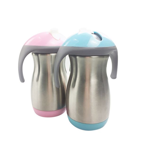 9.4OZ stainless steel vacuum-insulated kids' flask with straw and custom logo option