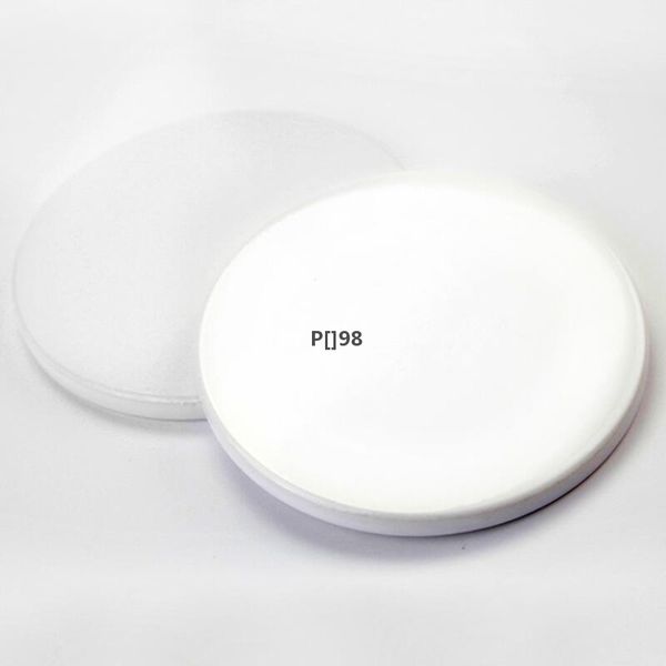 9cm white ceramic coasters for sublimation printing, customizable with heat transfer designs