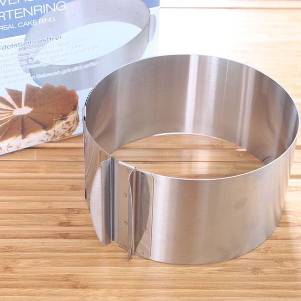 Adjustable stainless steel mousse ring baking set for cakes, sizes 16-30cm (6-12 inches)