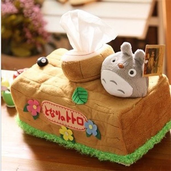 Adorable Totoro-themed tissue box and napkin holder from Japan, a charming anime plush toy for home or office decor, perfect as a kids' gift