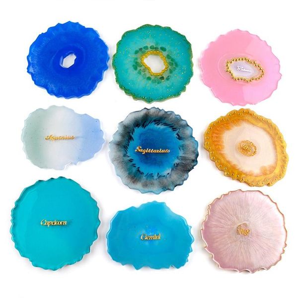 Agate silicone mold for epoxy resin crafting, creating unique wave-shaped coasters, trays, and jewelry with food-grade DIY molds